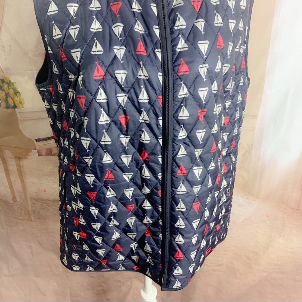 Talbots Sailboat Print Quilted Vest - Picture 6 of 10